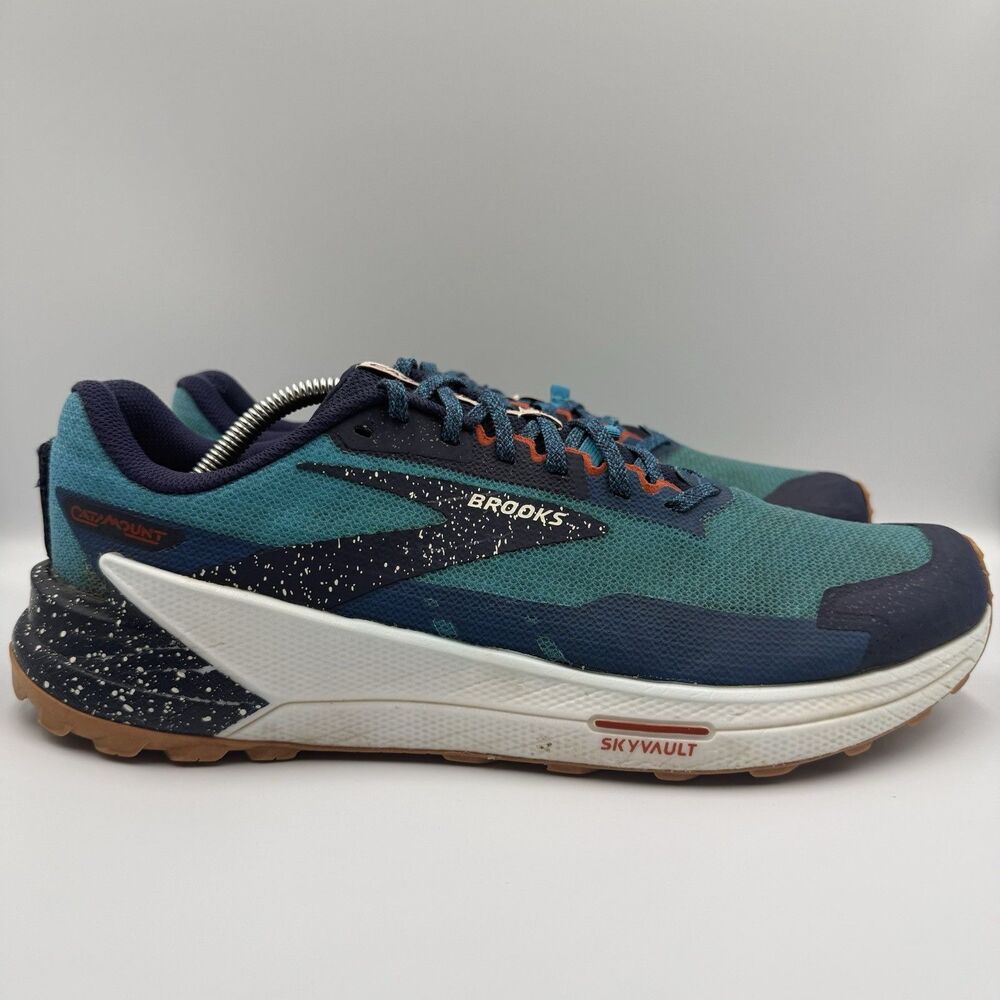 Brooks Catamount 2 Trail Blue White Running Shoes Men's Size 12.5 1103991D490